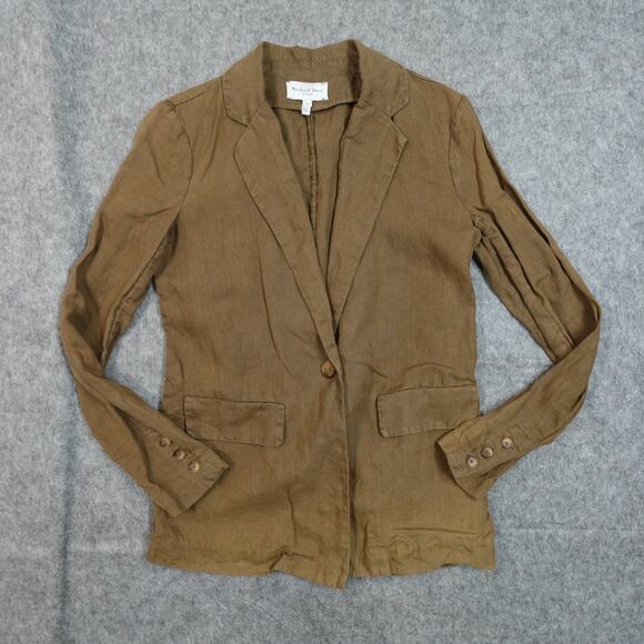 Michael Stars Blazer Womens Extra Small Lottie Linen Jacket One Button Green - Picture 2 of 10